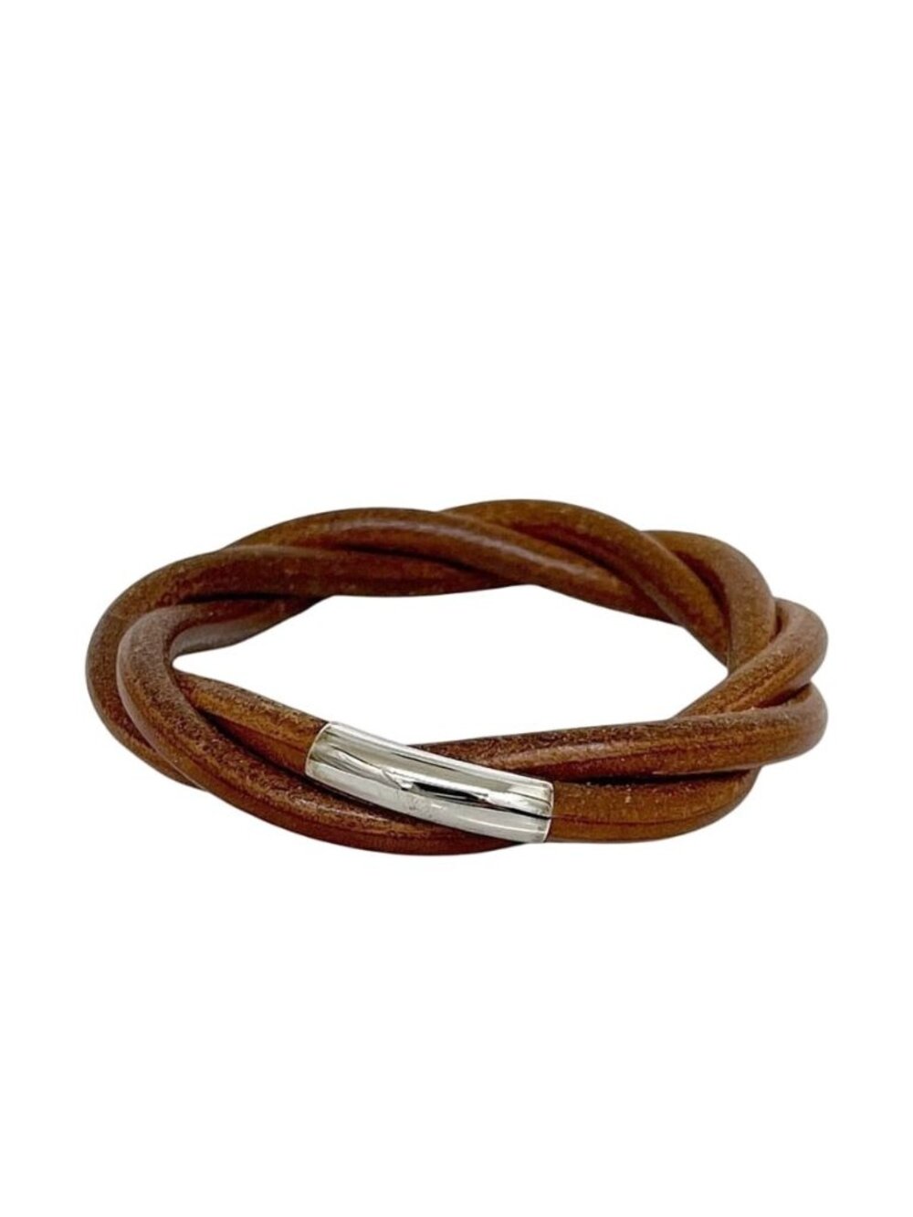 Hermes Tornado Bracelet Brown Bangle Leather
